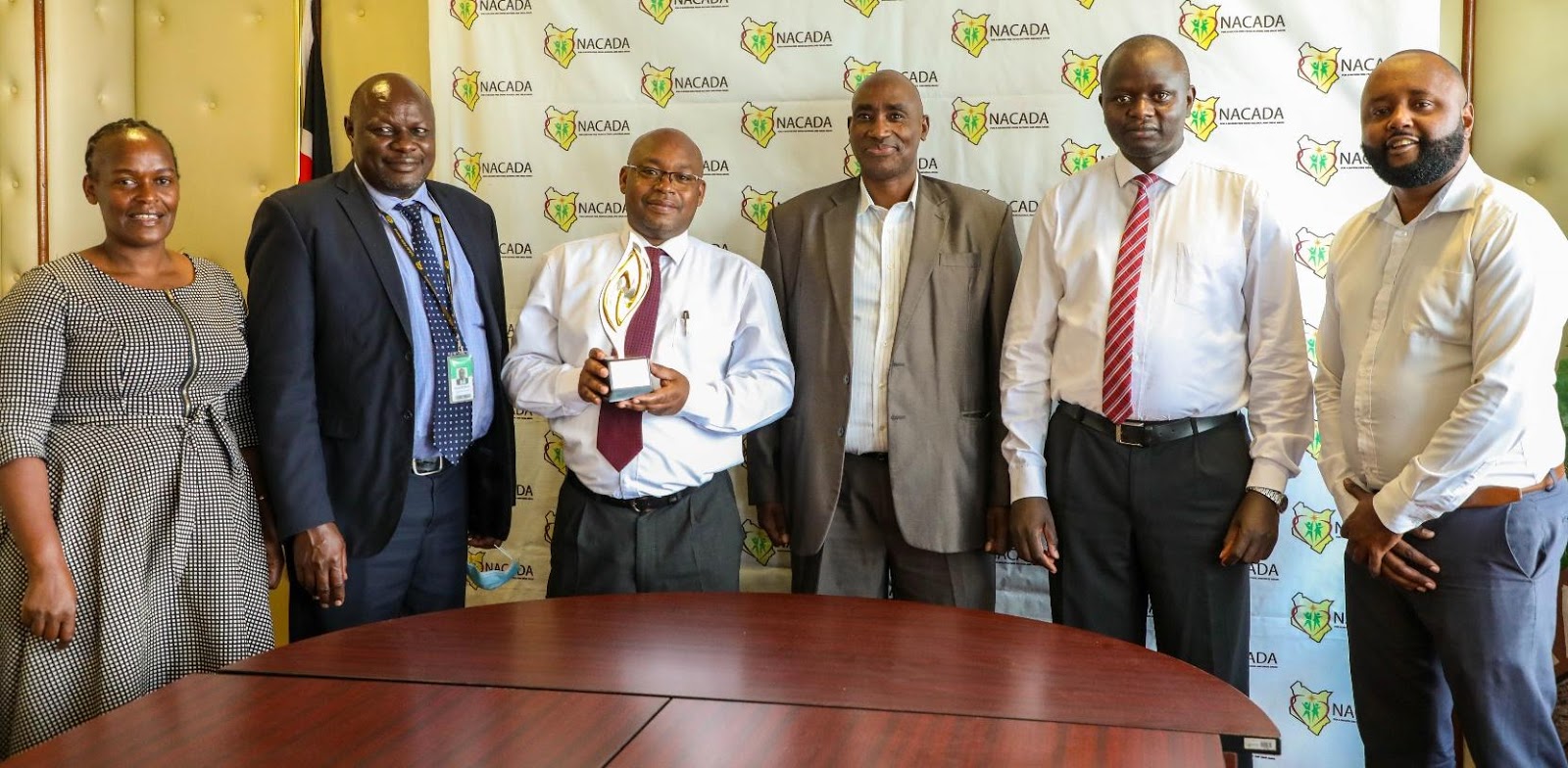 From left- right: Snr. Finance Officer CPA Esther Nyanchama, Snr. Accountant CPA Henry Thaithi, Manager Finance & Accounts CPA Samuel Makini, Accountant CPA Patrick Muriithi, Director Corporate Services CPA Patrick Obura and Accountant CPA Eric Murugami